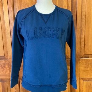 Original Lucky Brand Crew Neck Sweatshirt Embroidered Lucky. Cotton Sz M EUC